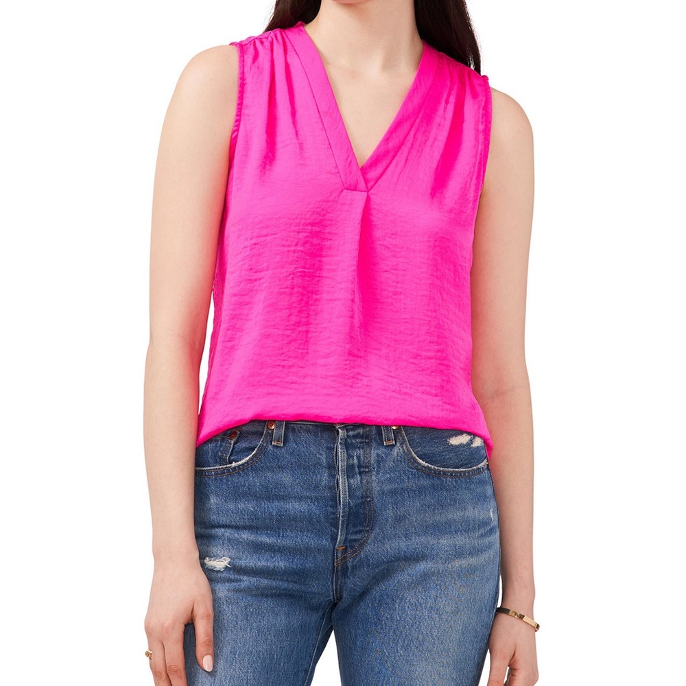 Vince Camuto Pink V-Neck Sleeveless Blouse